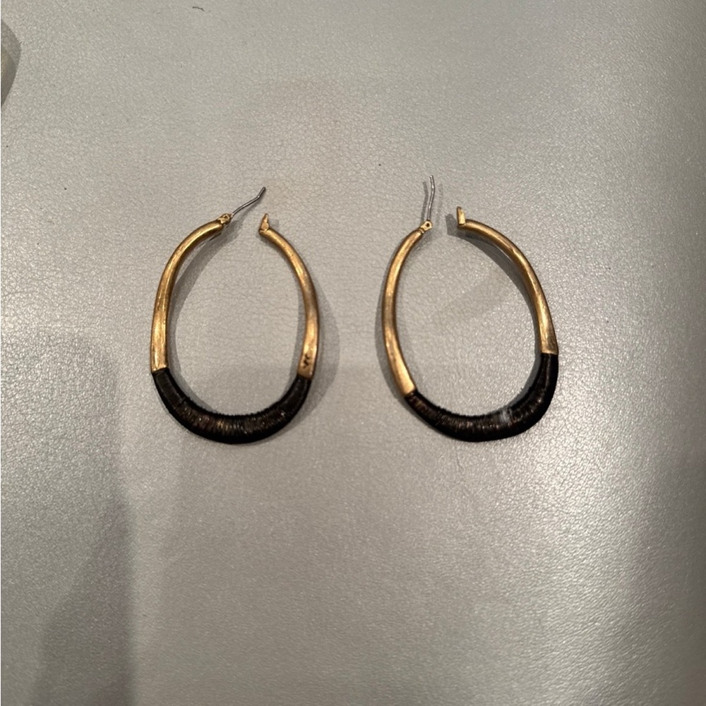 Gold and Black Hoop Earrings